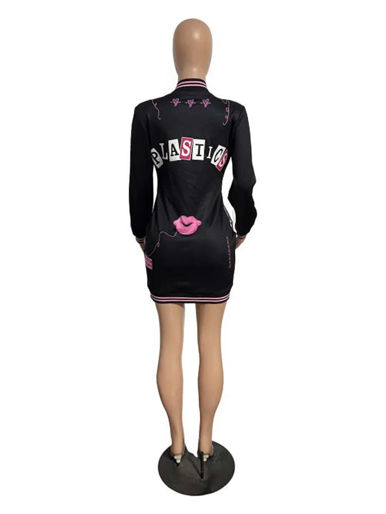 Elegant and Beautiful Womens Dresses Winter Long Sleeve Sexy Punk Mini Dress Black Short Tight Dress Wholesale Dropshipping