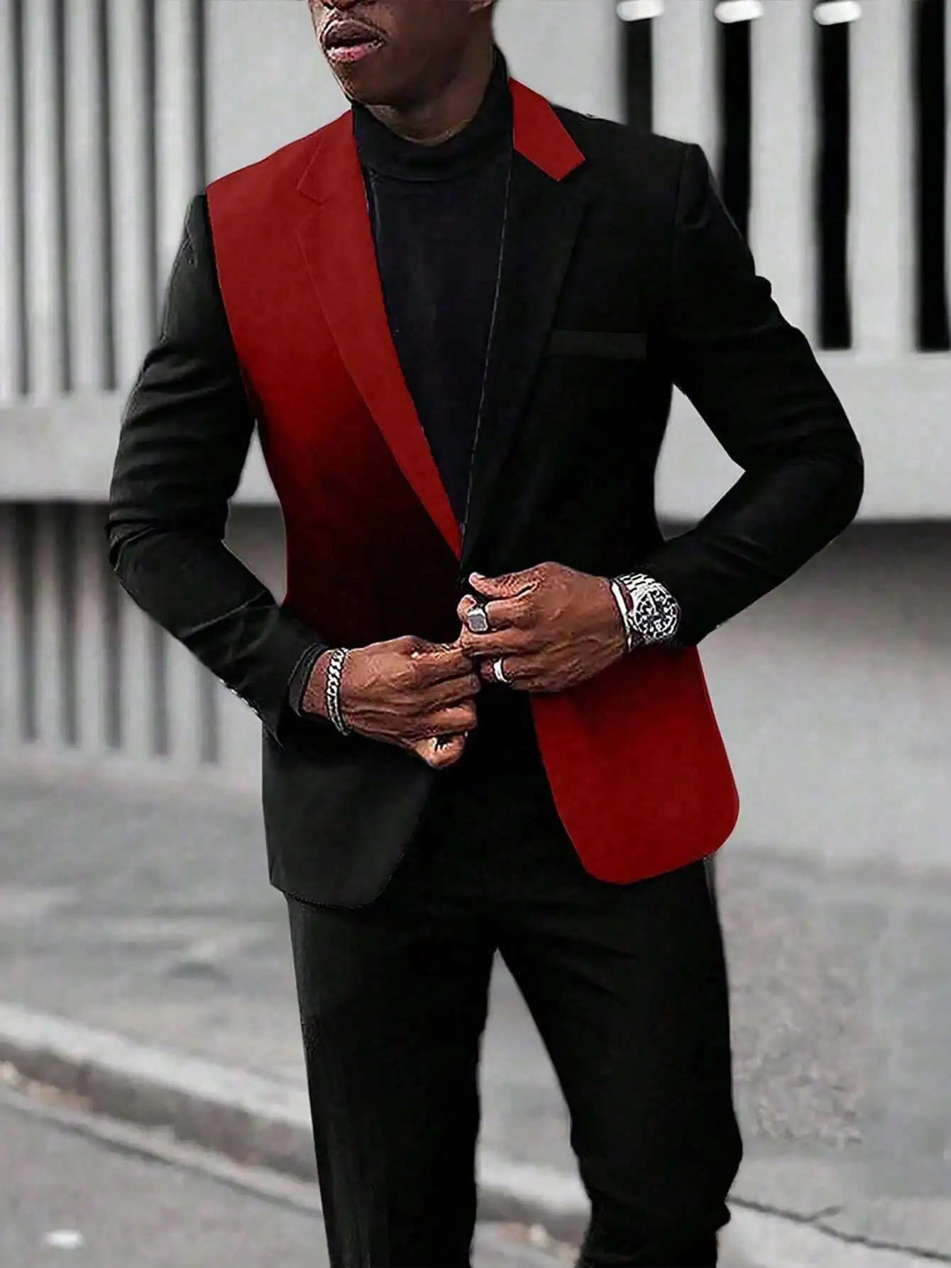 Men's Colorblock Contrast/Plaid/Sparkling Glitter Assorted Single Breasted Blazer Jackets to 5X Big & Tall