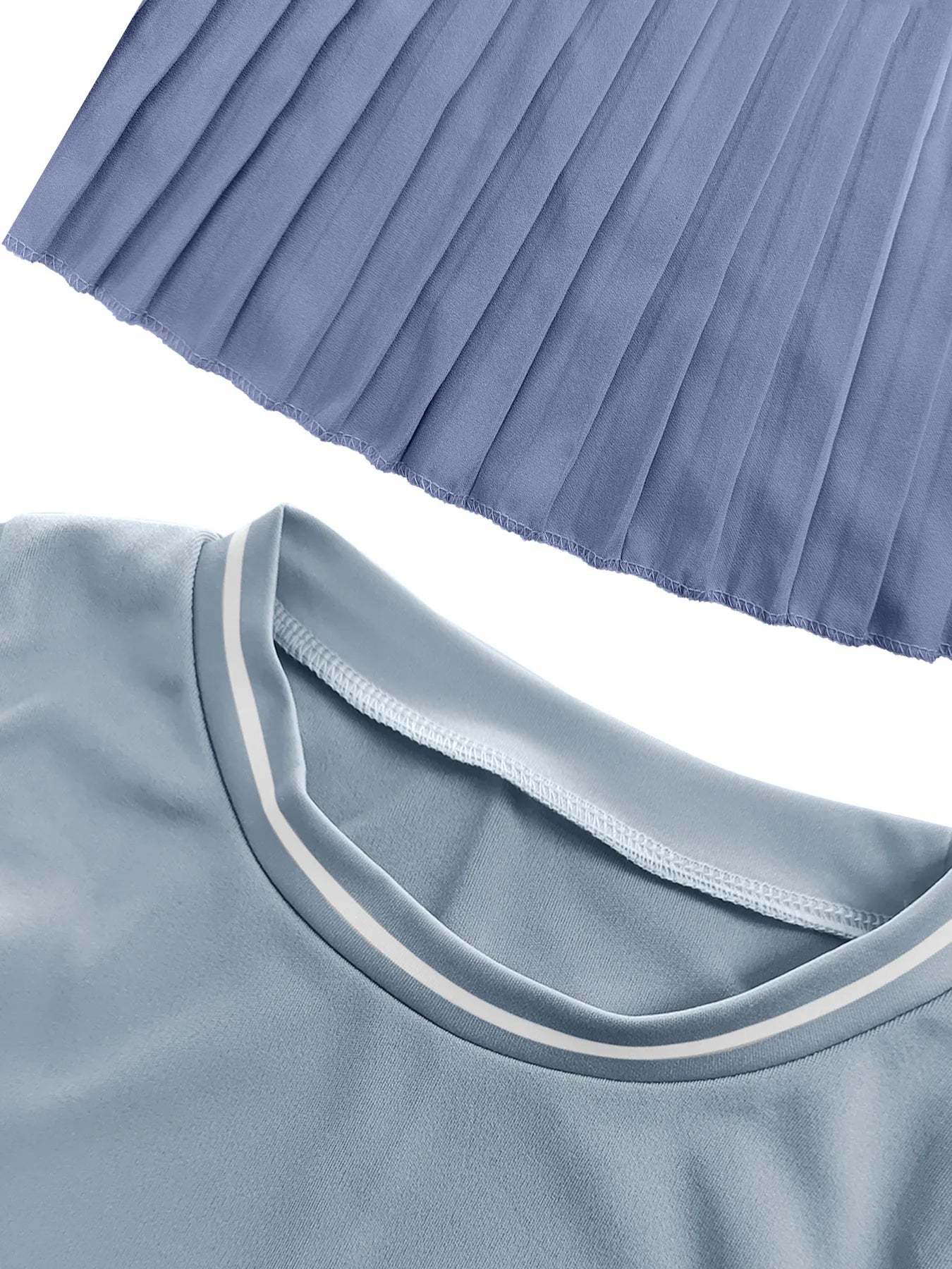 Sleeveless Solid Color O-Neck Crop Tank Top + Pleated Mini Tennis Skirt Women's Fitness 2-Piece Set