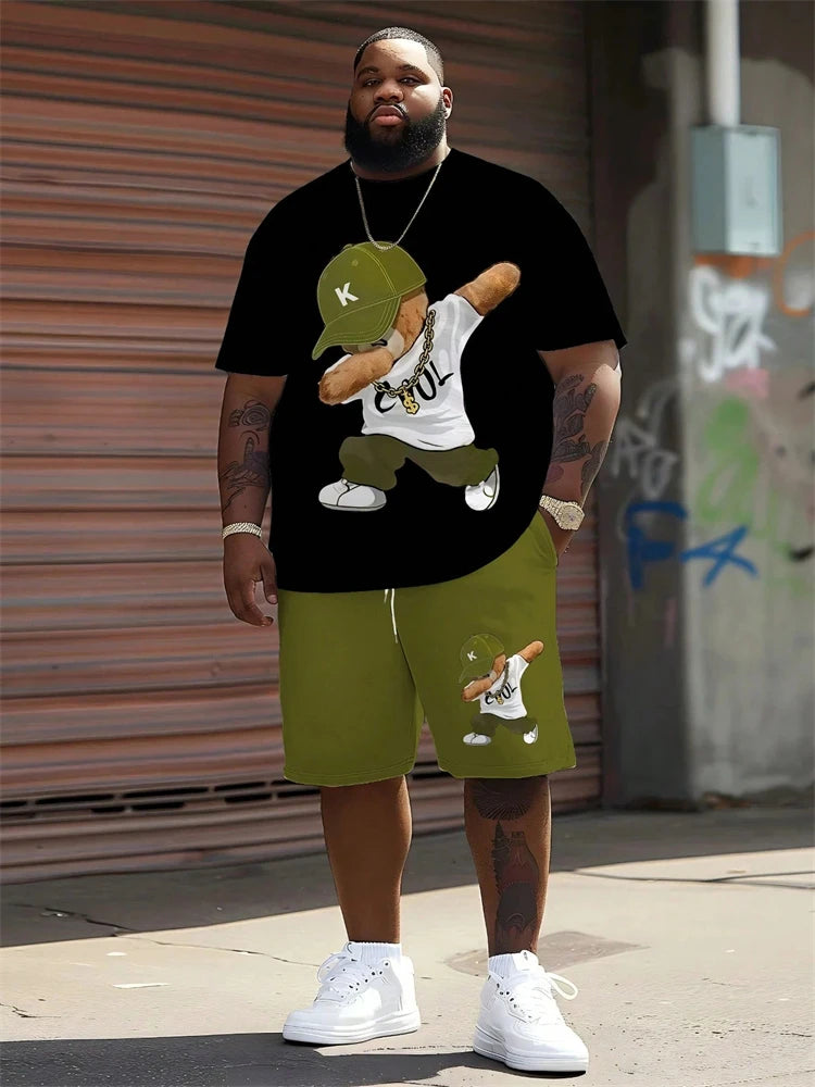 Oversized Men's 3D Print T-Shirt + Shorts Two-Piece Set to 6X Big & Tall