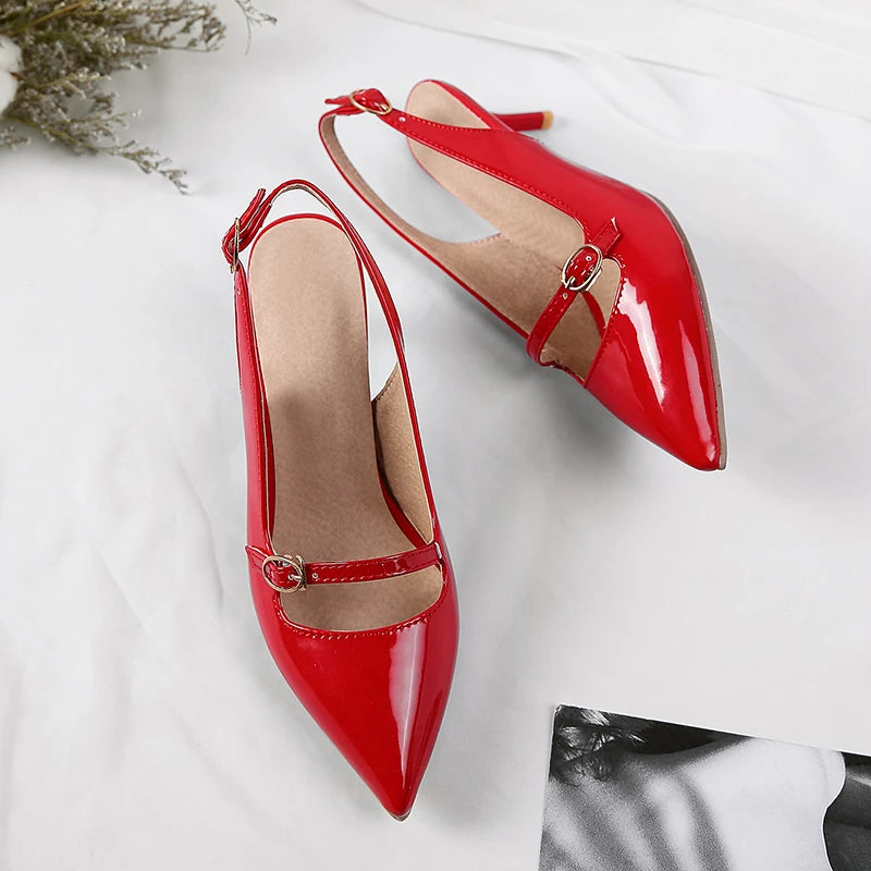 Solid Color Shallow Slingback Pumps