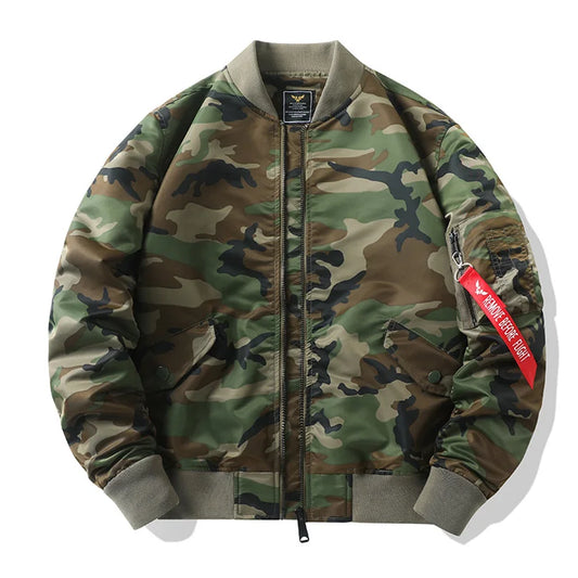 Camoflauge Men's Long Sleeve Pilot Hip-Hop Bomber Jacket