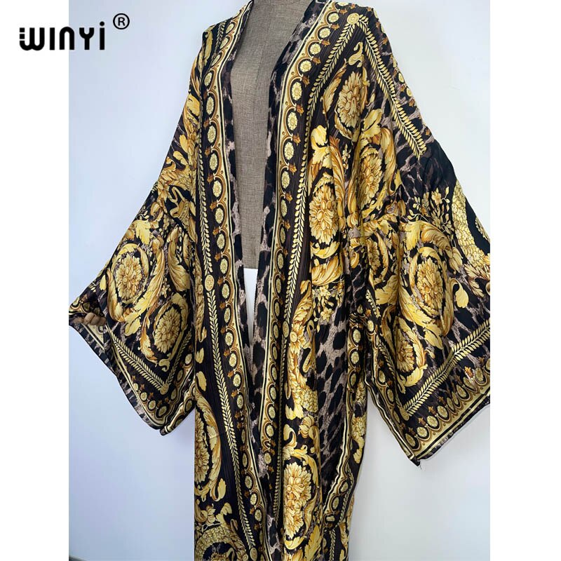 Bohemian African Batwing Sleeve Silk Maxi Cardigan Dress