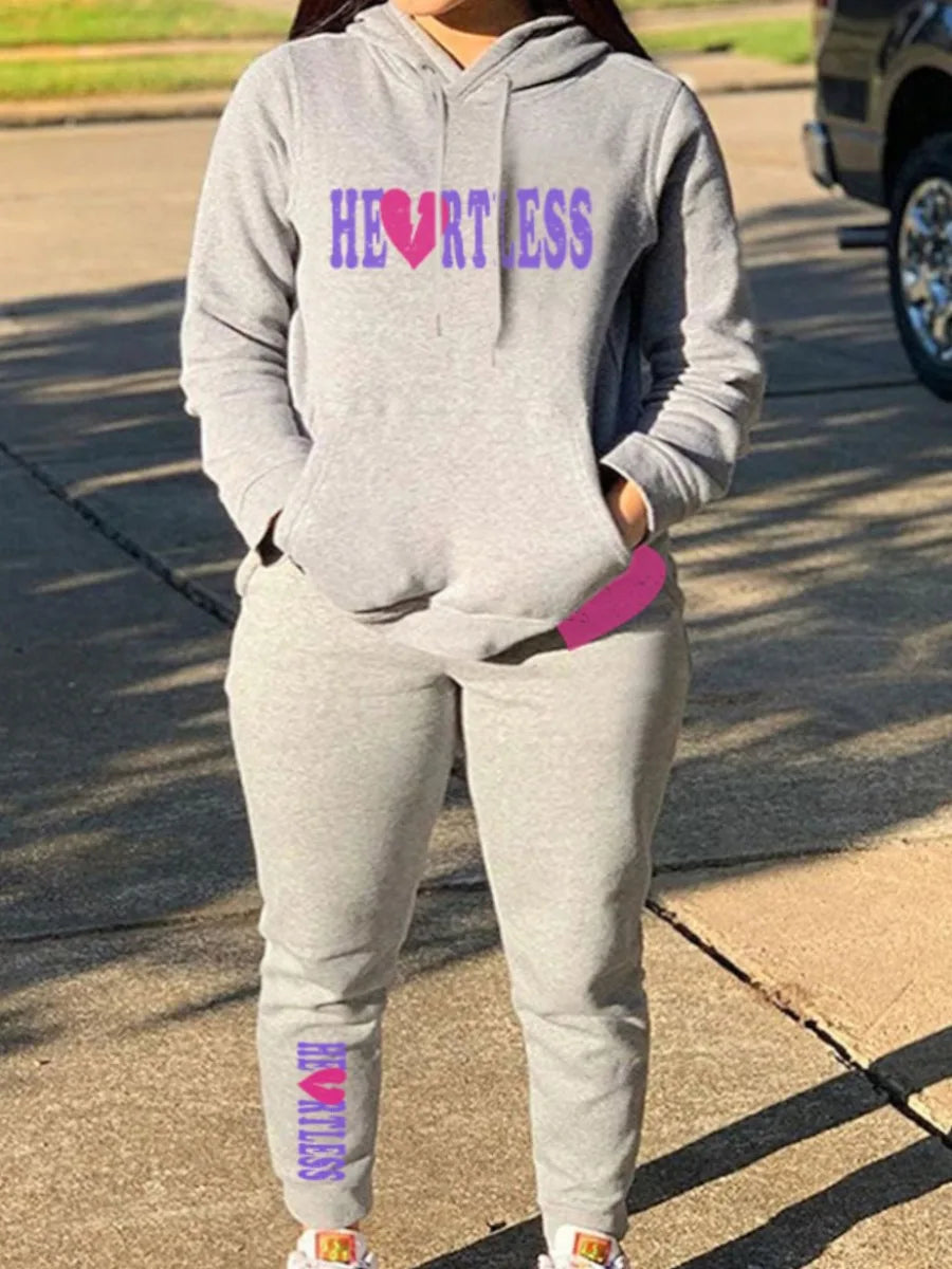 "Heartless" OR "LOVE SICK" Teddy Bear Printed Women's Tracksuits to 5X Plus Size