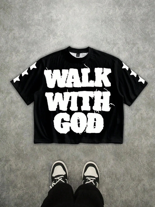 Men's "Walk With God" 3D Hip-Hop Streetwear Short Sleeve T-Shirt