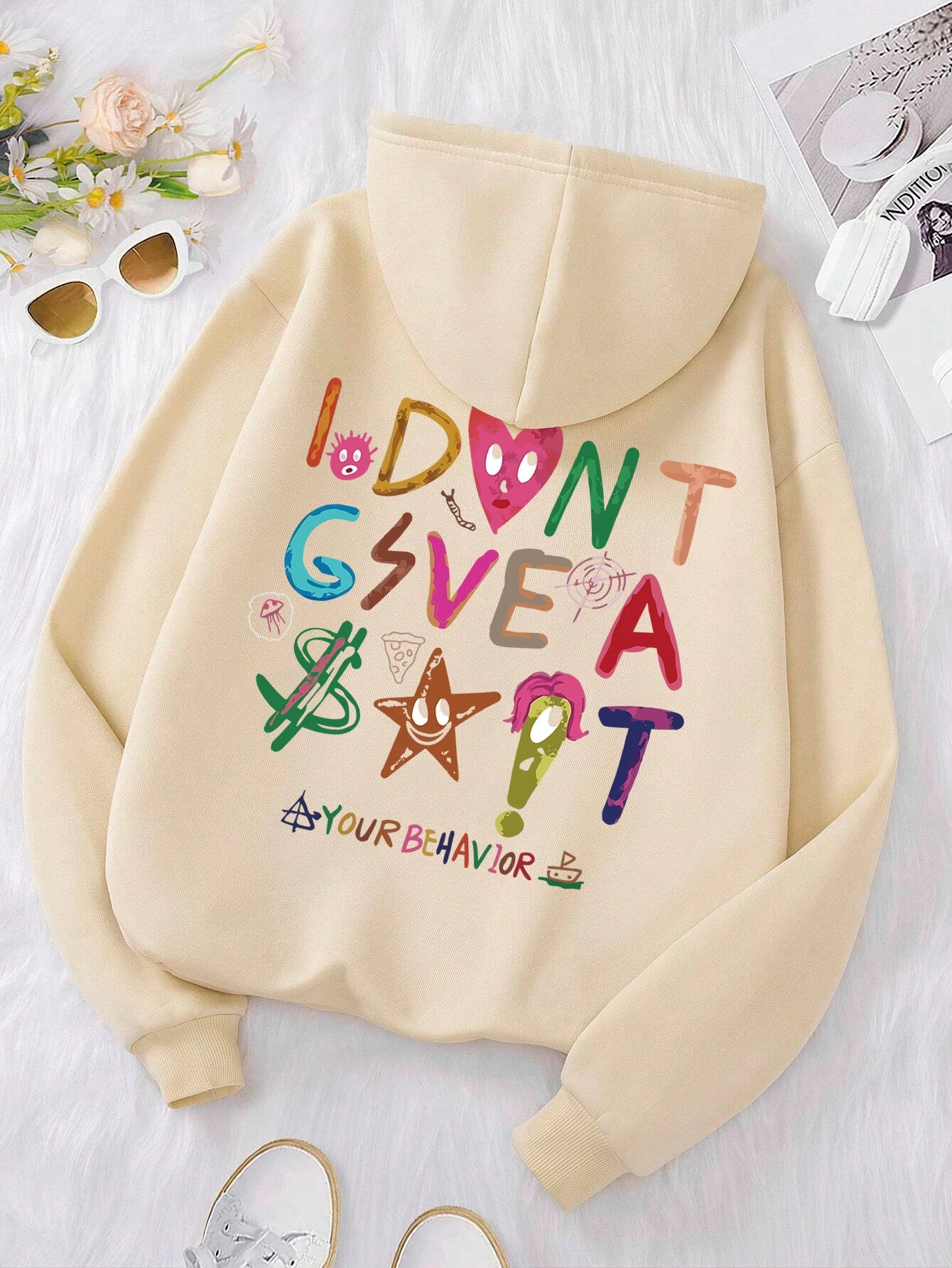 "I DON'T GIVE A SH@$T" Womens Fleece Hoodie Sweatshirt