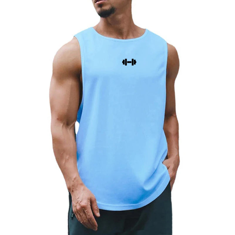 Men's Gym Fitness Workout O-Neck Sleeveless Quick-Dry Loose Muscle Shirt Tank Top