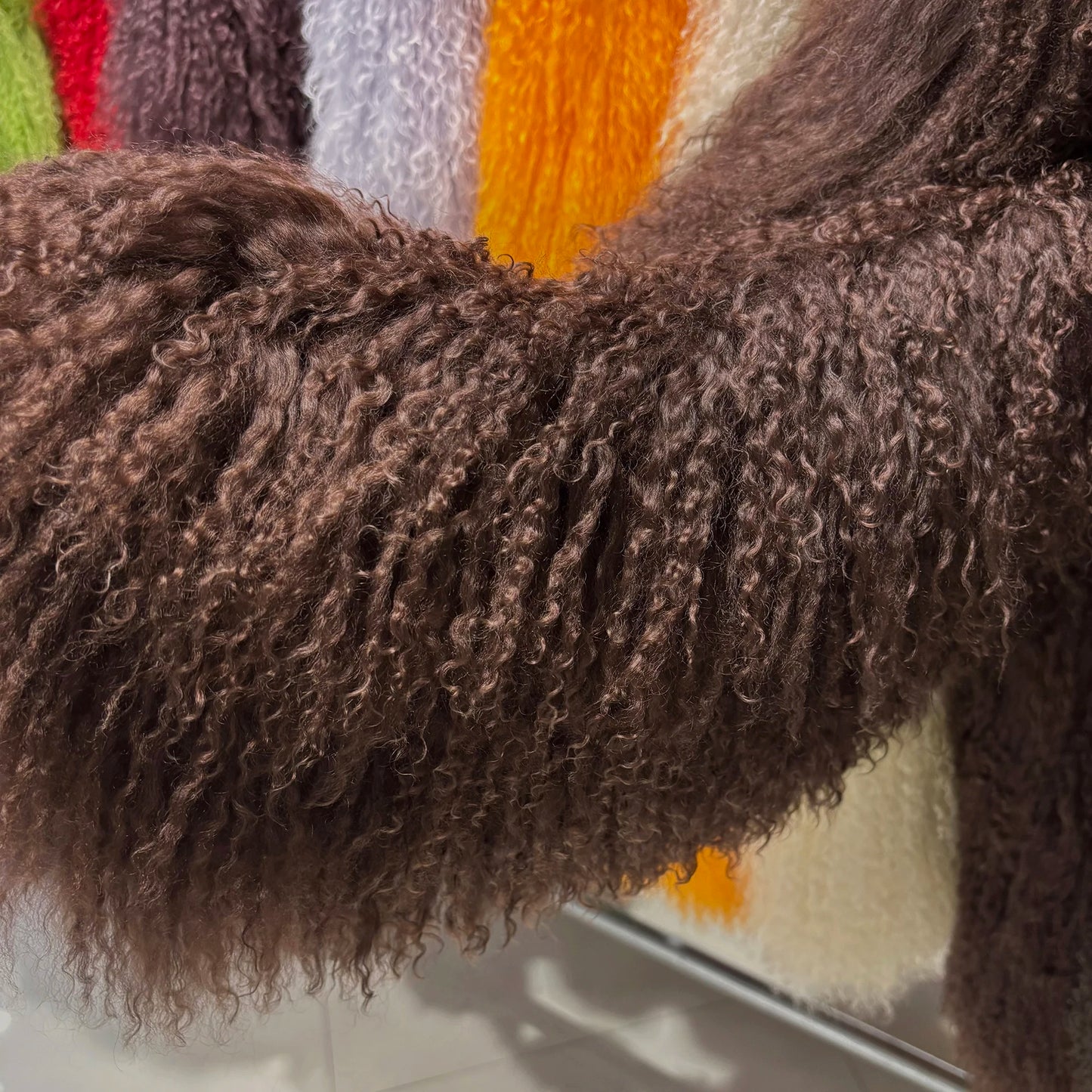 Shaggy Mongolia Sheep Fur Oversized Collar Women's Jacket to 8X Plus Size