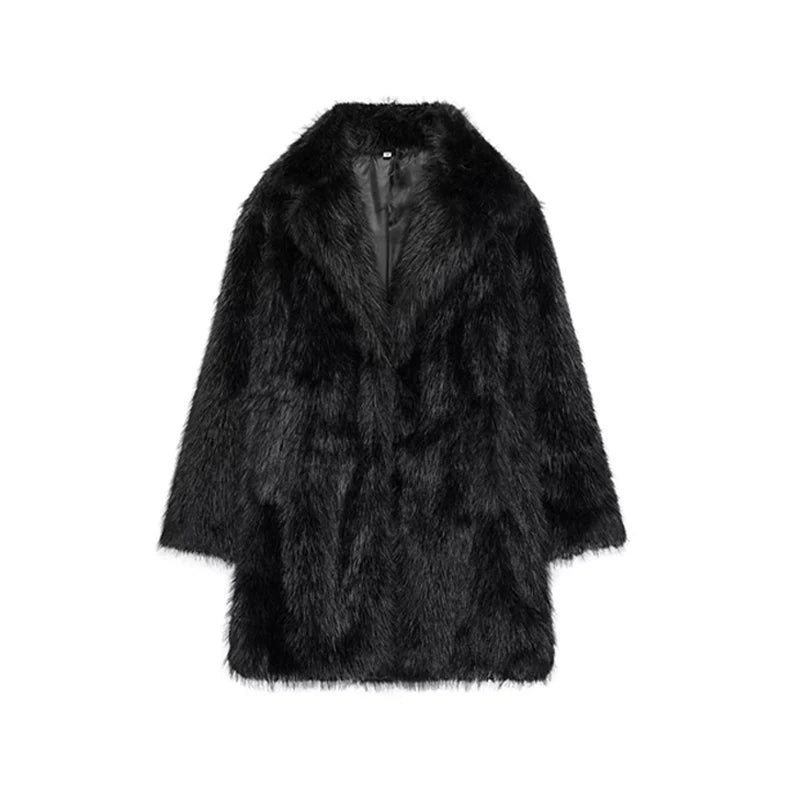 Plush Faux Fur Women's Solid Color Thick Teddy Coat