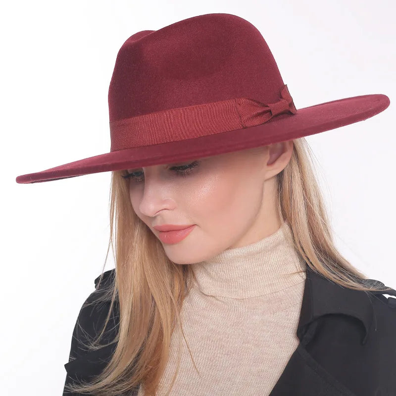 Solid Colored Wide Brim Unisex Fedora Hats