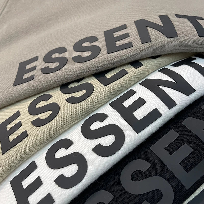 "ESSENTIALS" Men's Reflective Fleece Oversized Hip-Hop Pullover Hoodie Sweatshirt