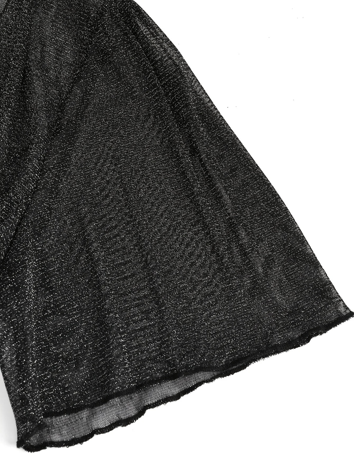 Black Sheer Transparent Rhinestone Embellished Open Crop Cardigan Top