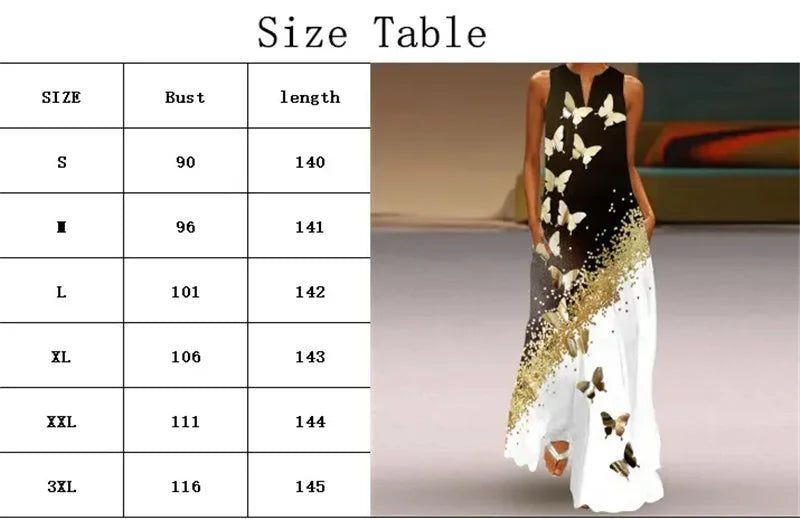 Summer Women's Artistic Retro Sleeveless V-neck Pullover Print Sexy Dress Long Skirt Women's Loose Waist Oversized Swing Skirt