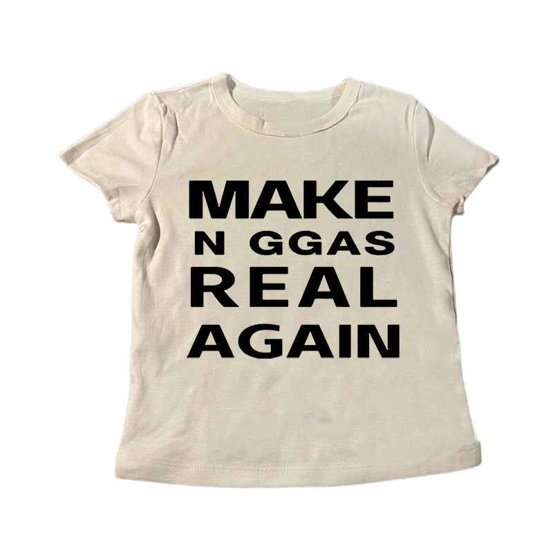 "Make N*ggas Real Again" Women's Short Sleeve T-Shirt, Crop Top or Tank Top