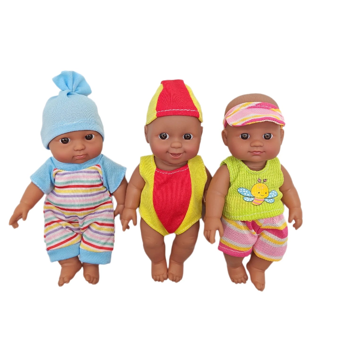 African Black Baby w/ Headband/Beanie Hat Simulation Reborn Soft Rubber Music Dolls