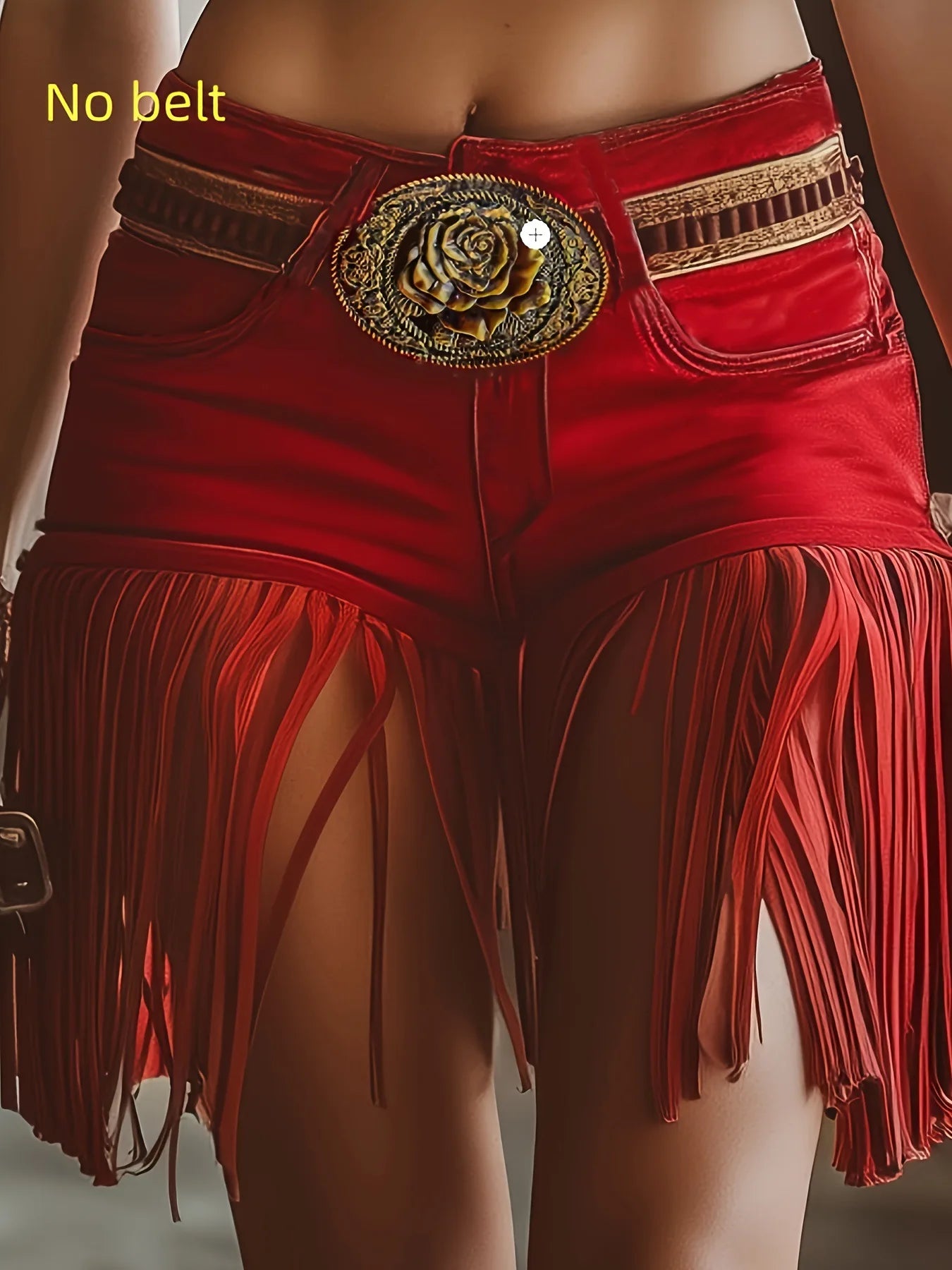Fashionable Sexy Fringed Straight Leg Elastic Shorts Street Style Mid-Low Waist Polyester Fiber Five-Quarter Length Shorts