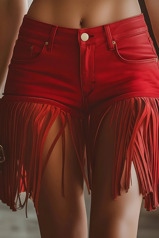 Western Hanging Tassel Fringe Design Women's Rodeo Shorts