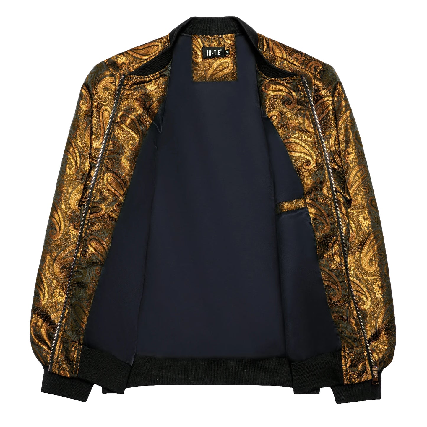 Men's Jacquard Paisley Lightweight Streetwear Zipper Bomber Jacket