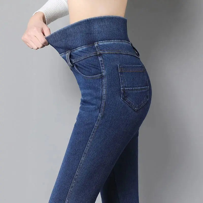 Denim Skinny Elastic Waist Ladies High Pencil Jeans