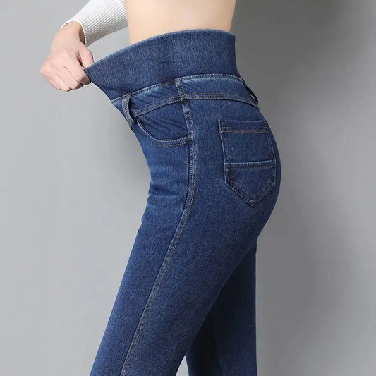 Denim Skinny Elastic Waist Ladies High Pencil Jeans