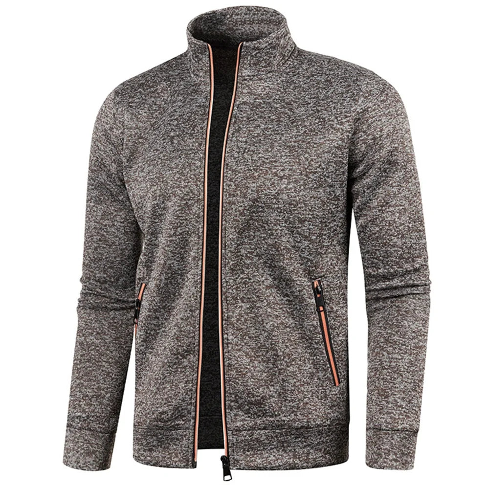 Men's Zipper Stand Collar Streetwear Zipper Sweatjacket M-4X0