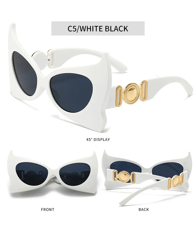 Oversized Pointed Cat Eye Vintage Designer UV400 Luxury Sunglasses