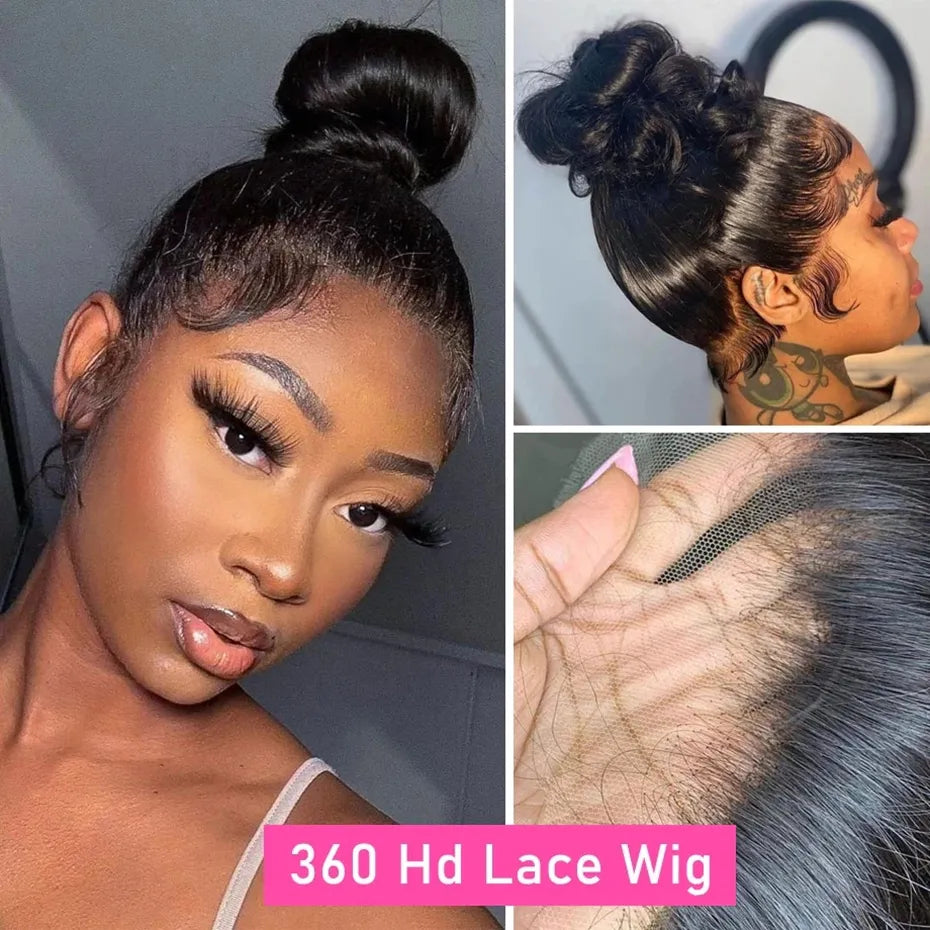 360/4×4/13×4/13×6 Body Wave 100% Human Hair Brazilian Pre-Plucked Lace Frontal Wig