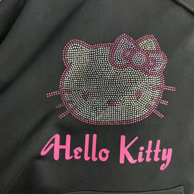 "Hello Kitty" Diamond Rhinestone Sparkling Pattern Hoodie Sweatshirt