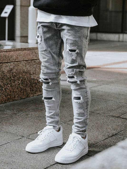 Men's Skinny Ripped Streetwear Distressed Jeans