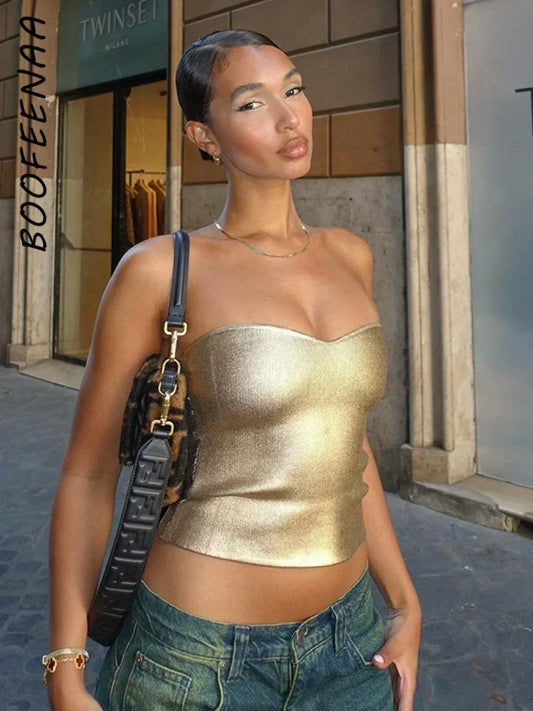 Metallic/Solid Vintage Crop Tube Top