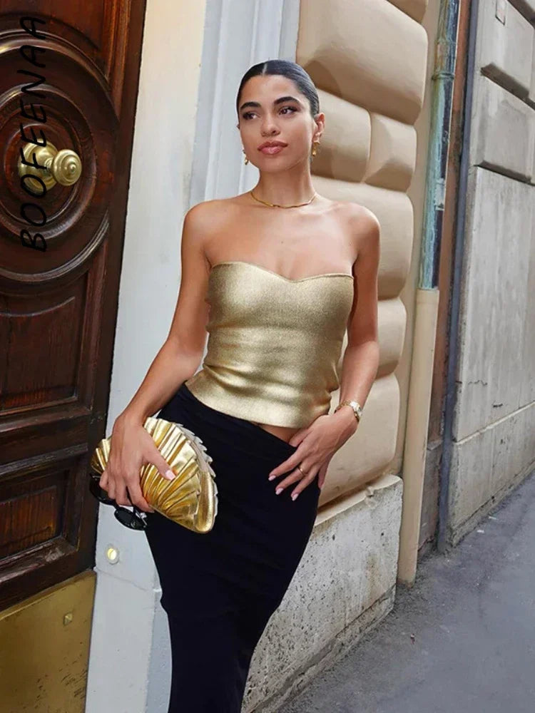 Metallic/Solid Vintage Crop Tube Top