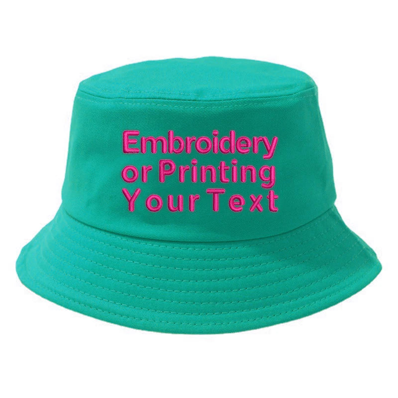 CUSTOMIZED Unisex Embroidered Text Personalized Design Cotton Bucket Fisherman Hat