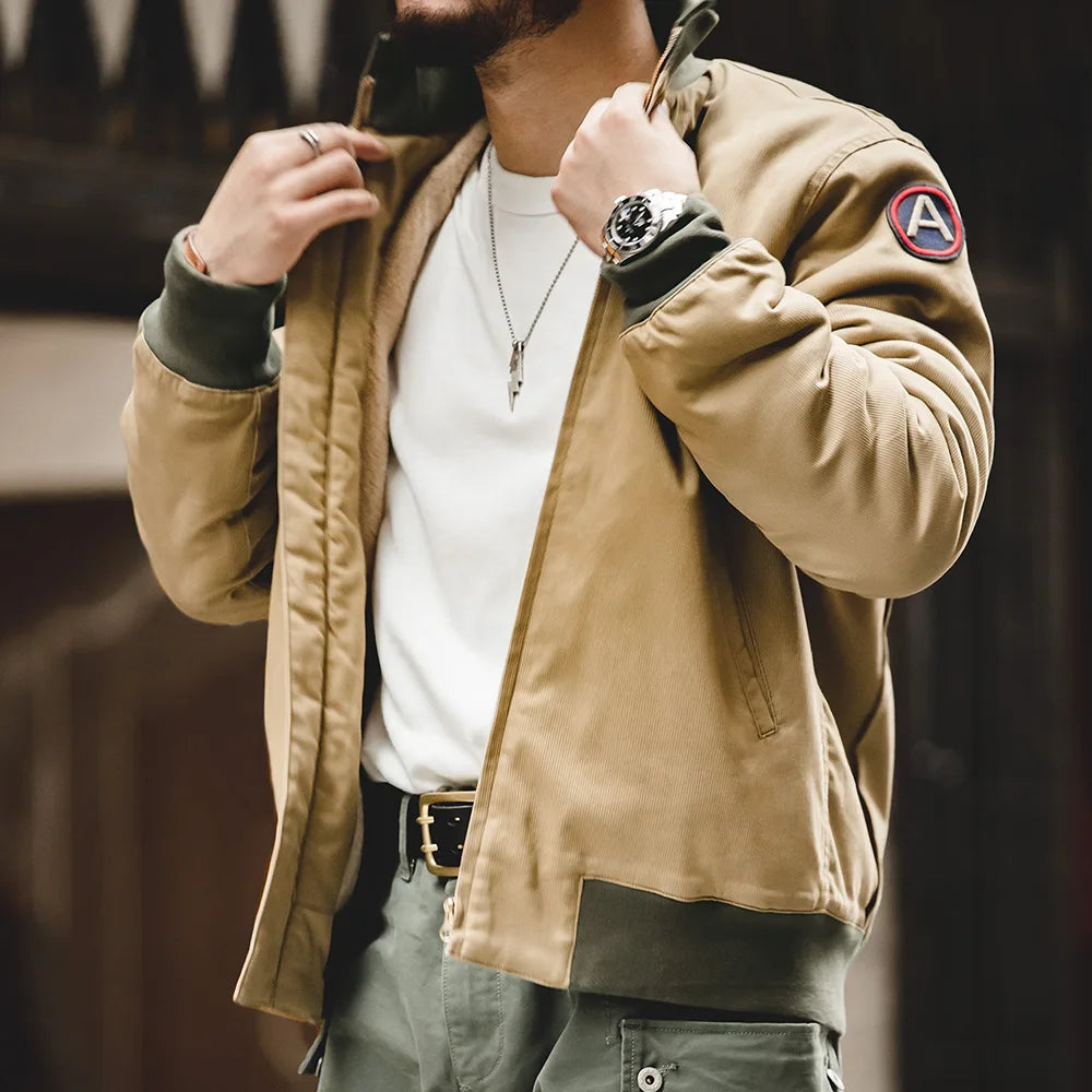 Men’s Brown Flight Vintage Pilot Aviator Motorcycle Bomber Jacket
