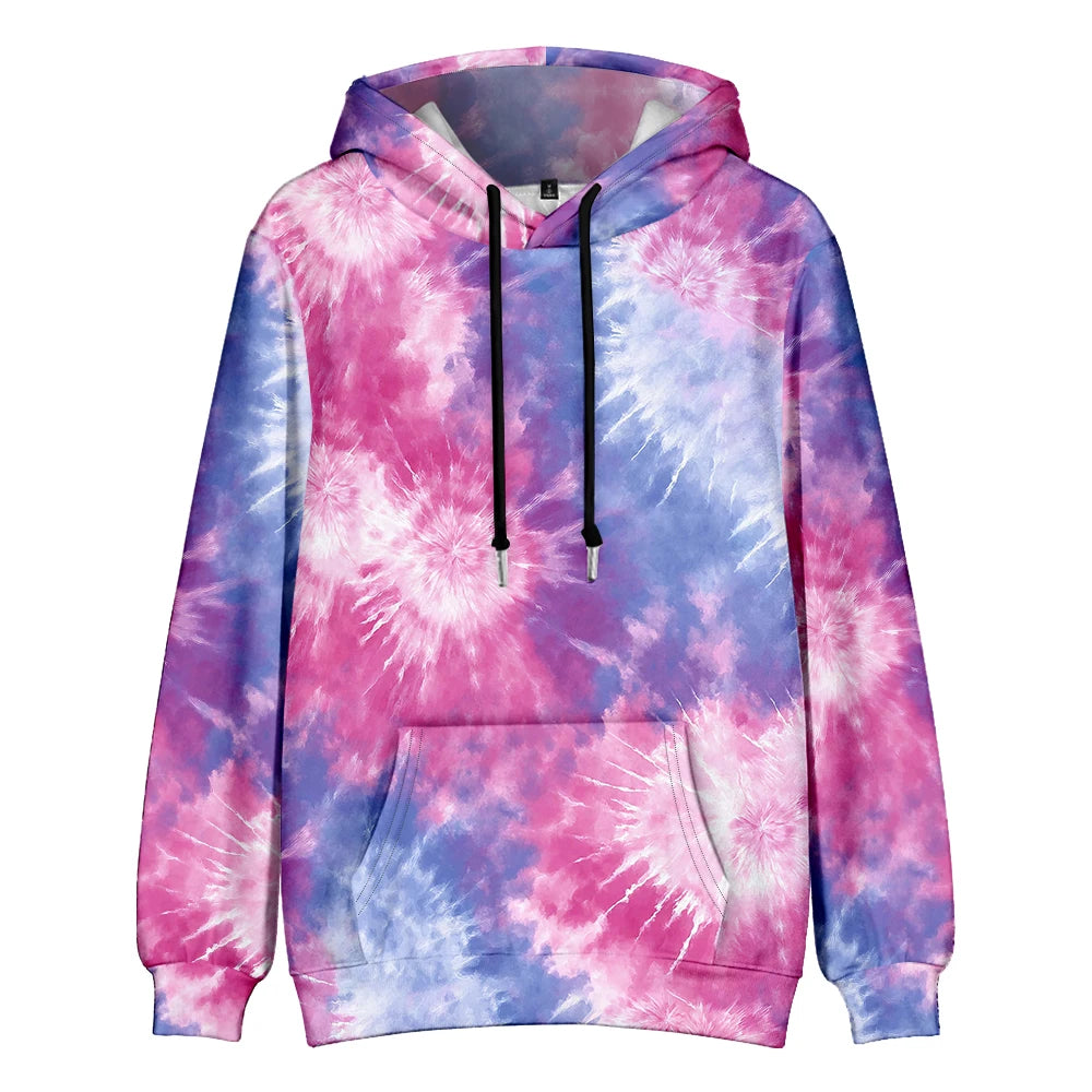 Men's Gradient Tie Dye Streetwear Pocket Oversized Pullover Hoodie Sweatshirt
