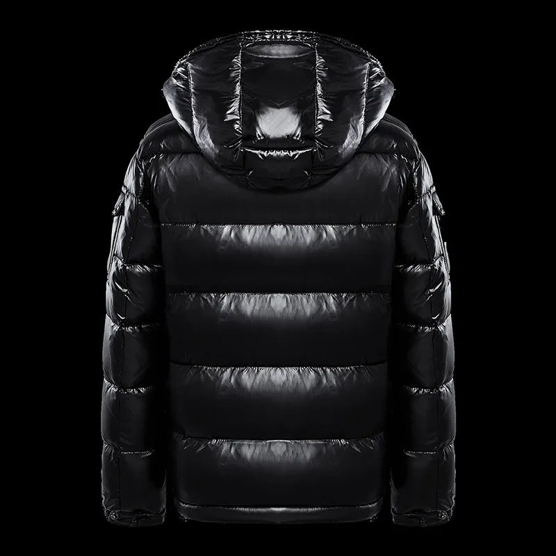 Men's Duck Down Hooded Shiny Padded Jacket