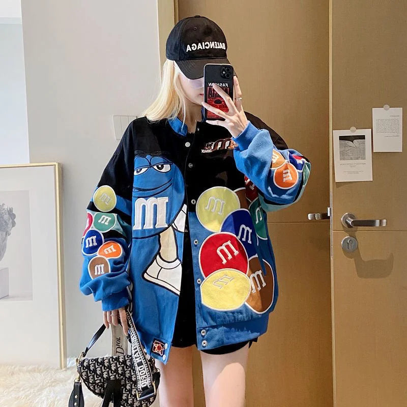 M&M's Embroidered Baseball Bomber Jacket