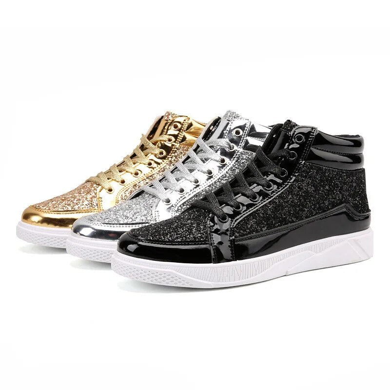 Metallic Glitter Men's Hightop Ankle Boot Sneakers