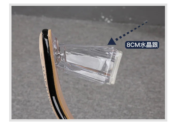 PVC Transparent Clear Crystal Rainbow Rhinestone Embellished Open Toe Low Heel Women's Sandals