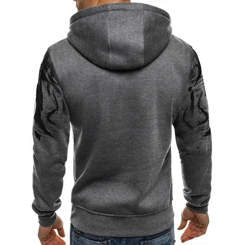 Gradient Colorblock Print Men's Pullover Fitness Sportswear Hoodie Sweatshirt