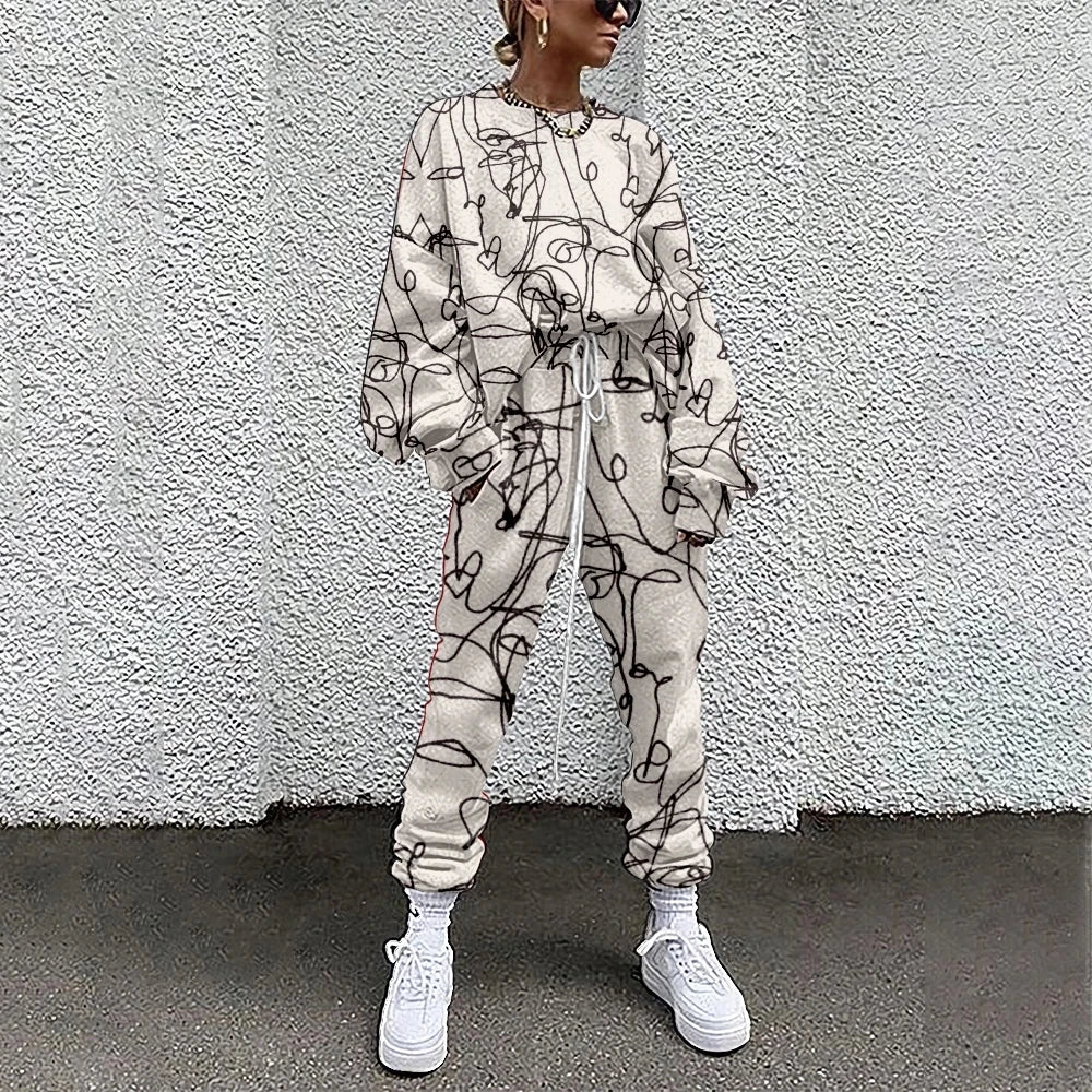 Abstract Printed Ladies Sweatsuit