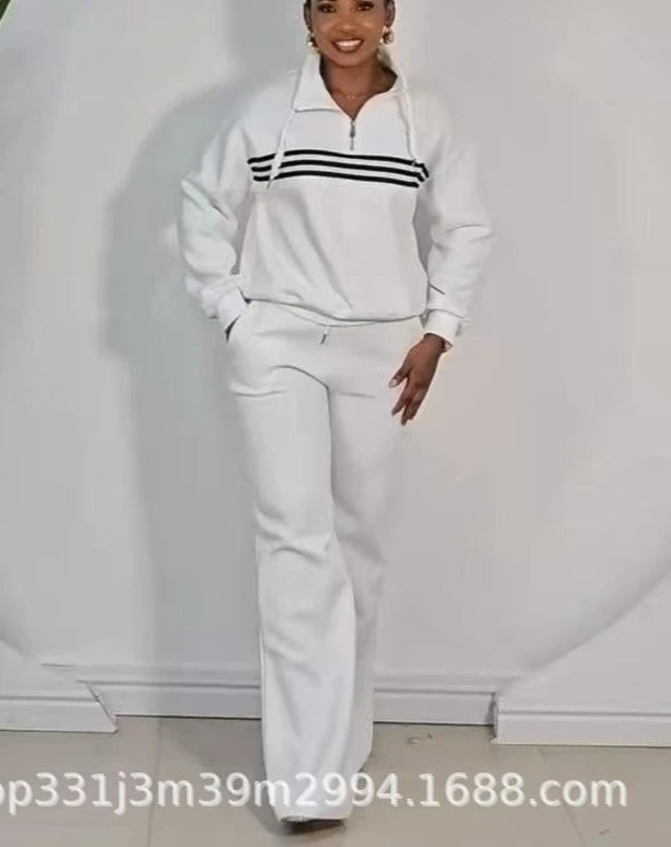 Colorblock/Big Heart Print Women's Top + Wide Leg Pants 2-Piece Set