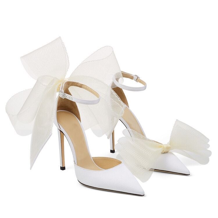 Satin Big Bowtie Ladies Party/Wedding Ankle Strap Sandal Pumps