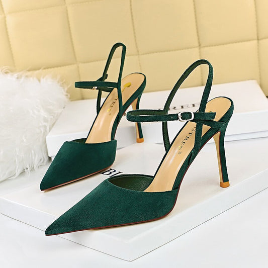 Sequined Cloth Pointed Shallow Thin Temperament Pumps