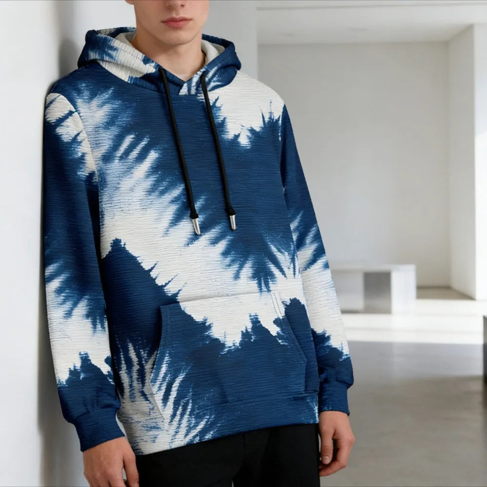 Men's Gradient Tie Dye Streetwear Pocket Oversized Pullover Hoodie Sweatshirt