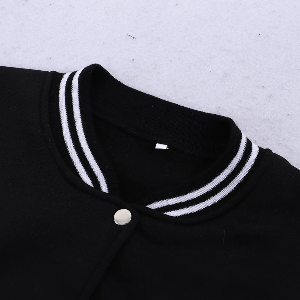 Customized Logo/Letter Print Unisex Mandarin Collar Button-Up Varsity Baseball Bomber Jacket