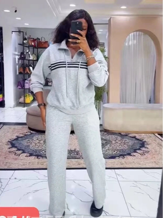 Colorblock/Big Heart Print Women's Top + Wide Leg Pants 2-Piece Set