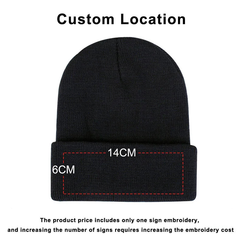 CUSTOMIZED Logo Unisex Embroidered Knitted Beanie Hats