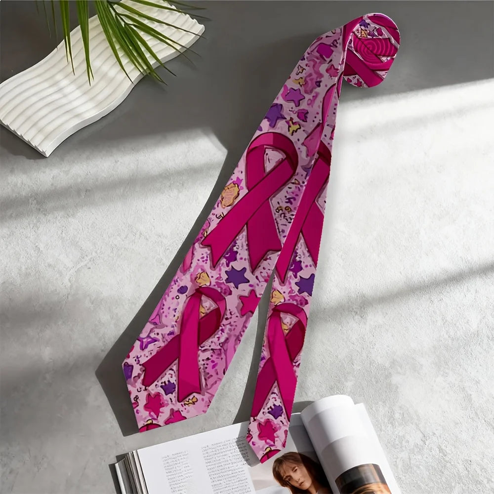 Men's Pink/Hot Pink Breast Cancer Awareness Ribbon Design Tie