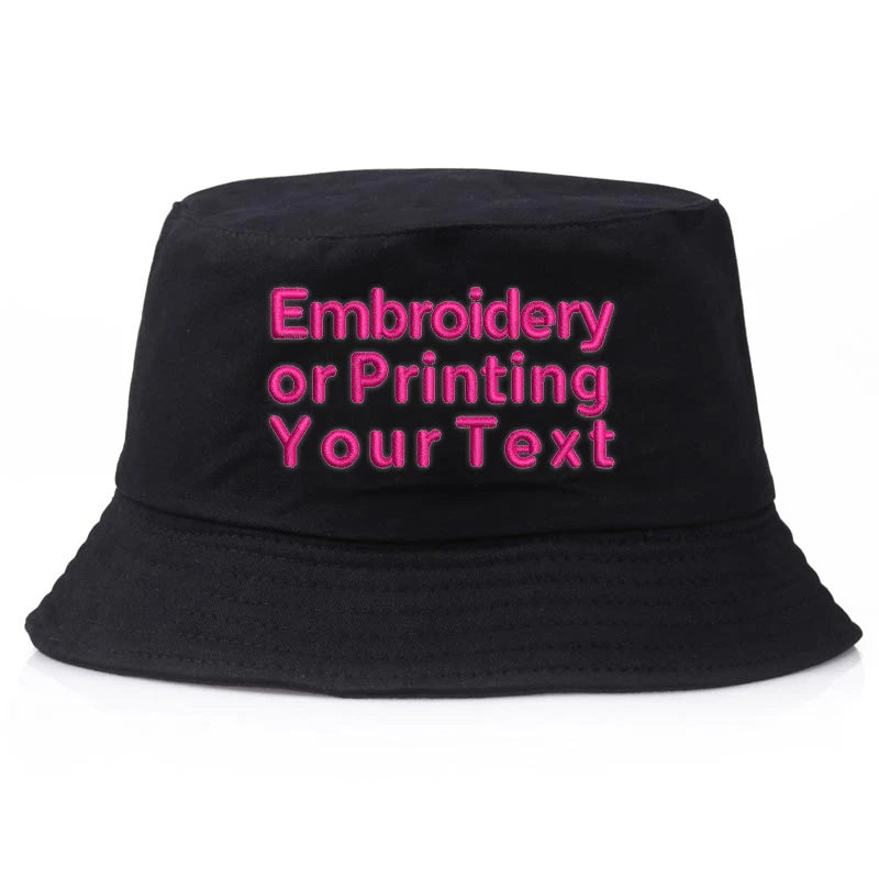 CUSTOMIZED Unisex Embroidered Text Personalized Design Cotton Bucket Fisherman Hat