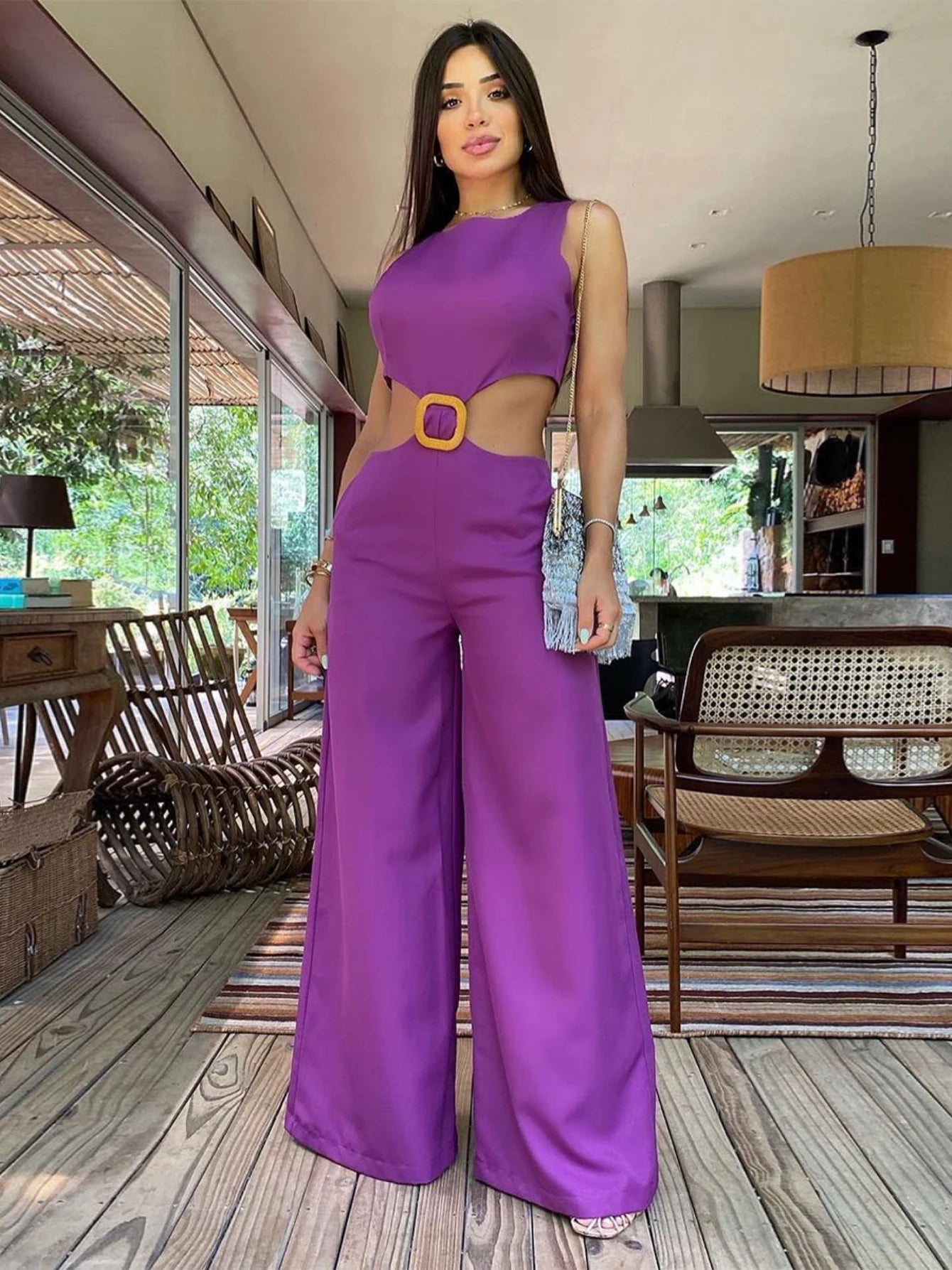 Flower Embroidered Backless High Street Cropped Backless Blazer + Wide Leg Pants Women's Suit or Hollow-Out Short Sleeve or Sleeveless Floral/Solid Jumpsuits